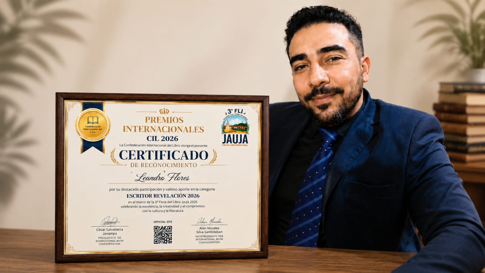 Nosso editor Leandro Flores conquista prêmio internacional durante a III Feira Internacional do Livro de Jauja, no Peru